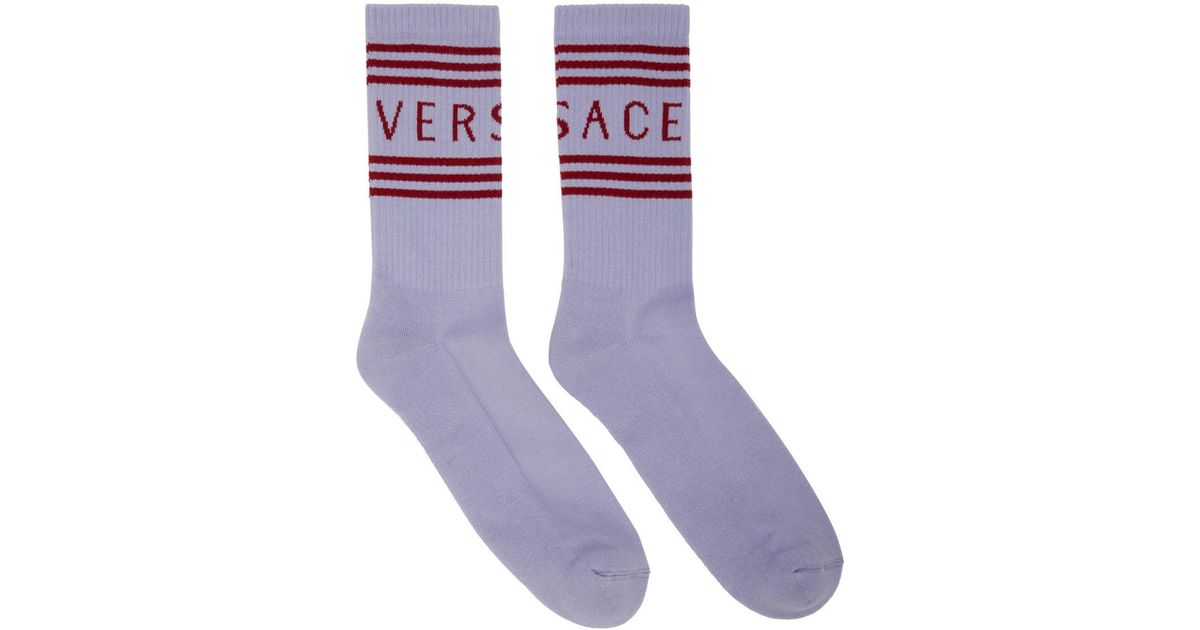 Versace Cotton Burgundy Vintage Logo Socks in Purple for Men | Lyst UK