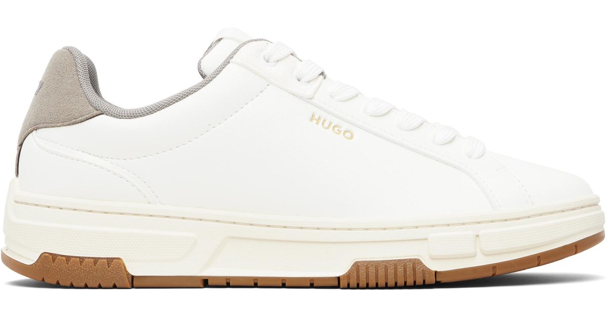 Hugo Off HUGO Faux-Leather Trainer Sneakers in Black for Men | Lyst