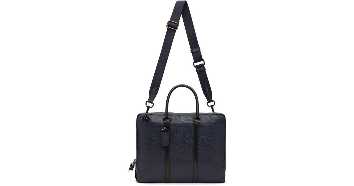 COACH Navy Leather Metropolitan Slim Briefcase in Blue for Men Lyst UK