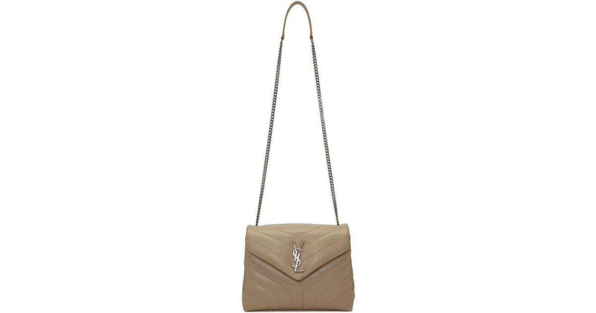 Saint Laurent Beige Small Loulou Chain Bag in Natural | Lyst