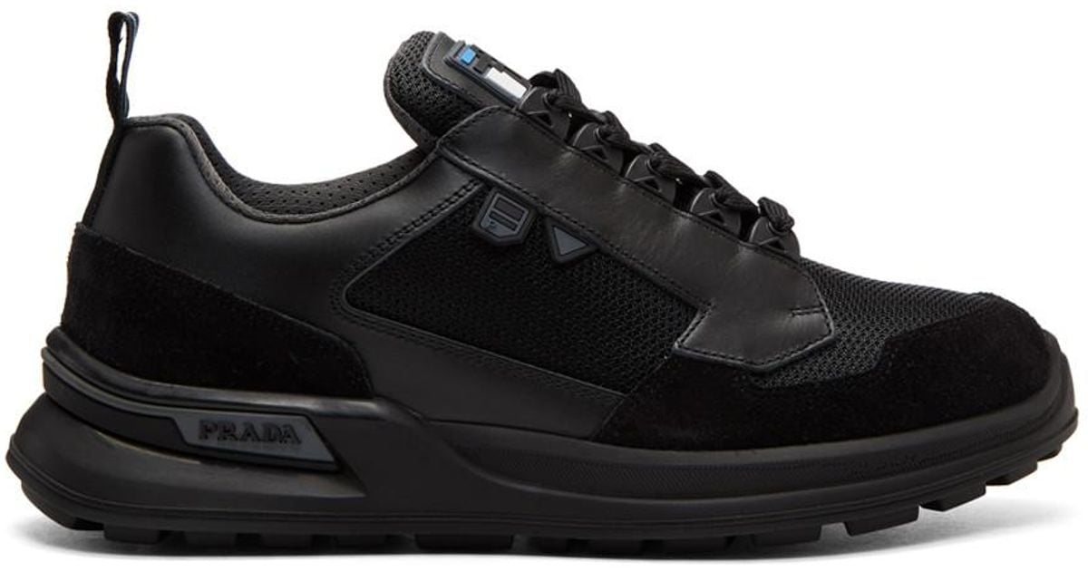 Prada Leather Black Mechano Sneakers for Men | Lyst Australia