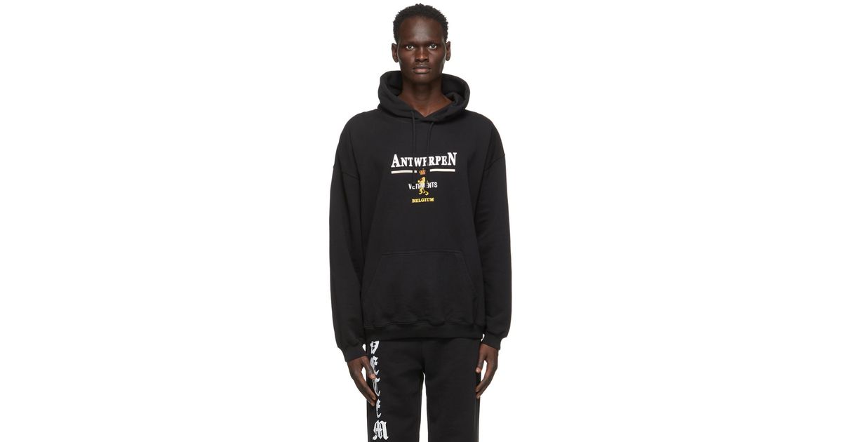 トップス VETEMENTS antwerp hoodie Vetement Men's Black Antwerpen Cut up Hooded Deconstructed