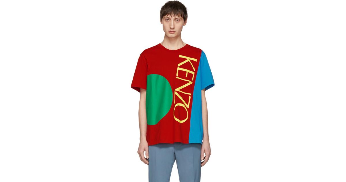 Kenzo Cotton Multicolor Square Logo T Shirt In Red For Men Lyst