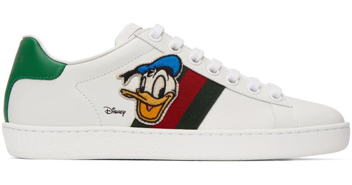Gucci Leather White Disney Edition Donald Duck Ace Sneakers for Men Lyst