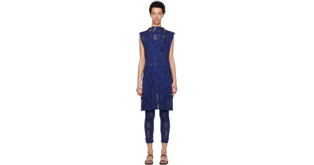 Pleats Please Issey Miyake Bloom Midi Dress in Blue | Lyst UK