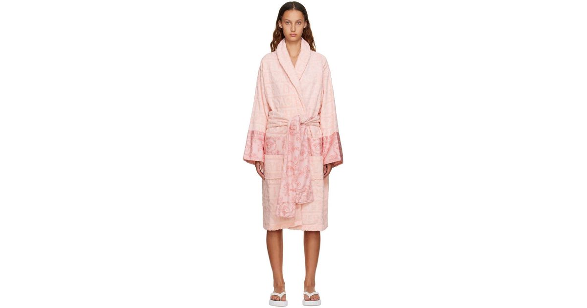 Versace Pink Cotton Bath Robe Lyst