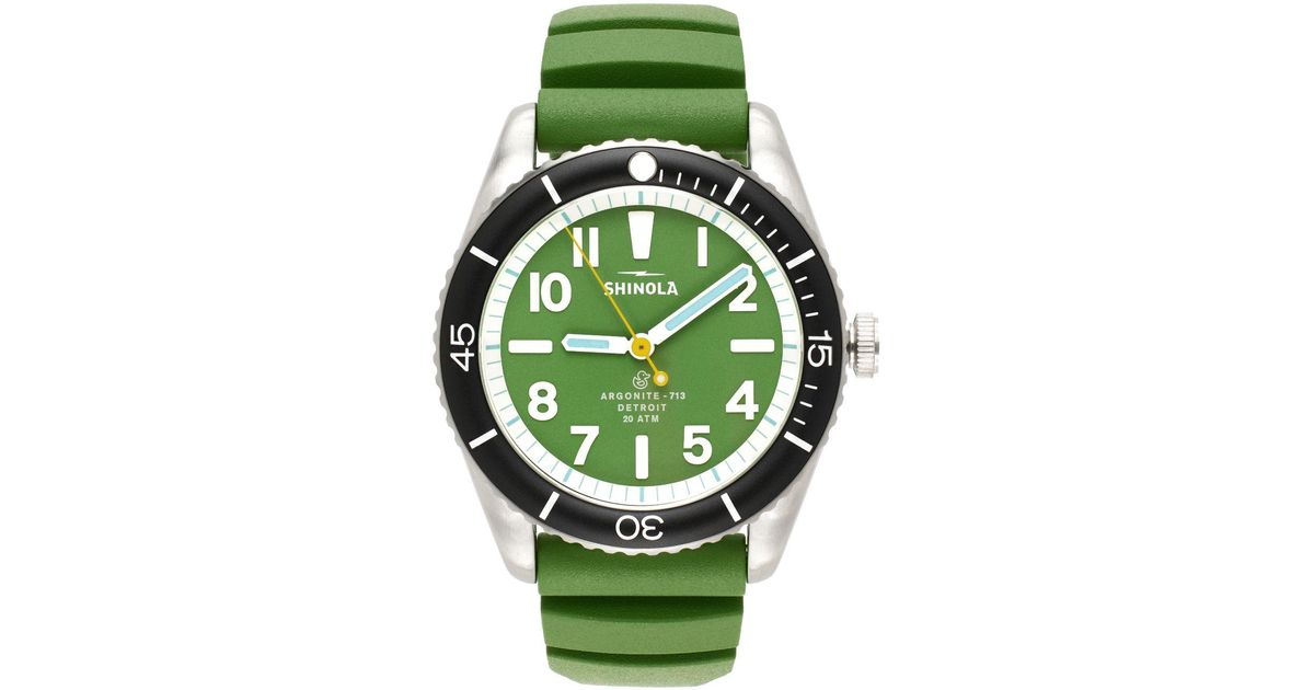 Shinola Rubber Green 'the Duck' Watch for Men Lyst