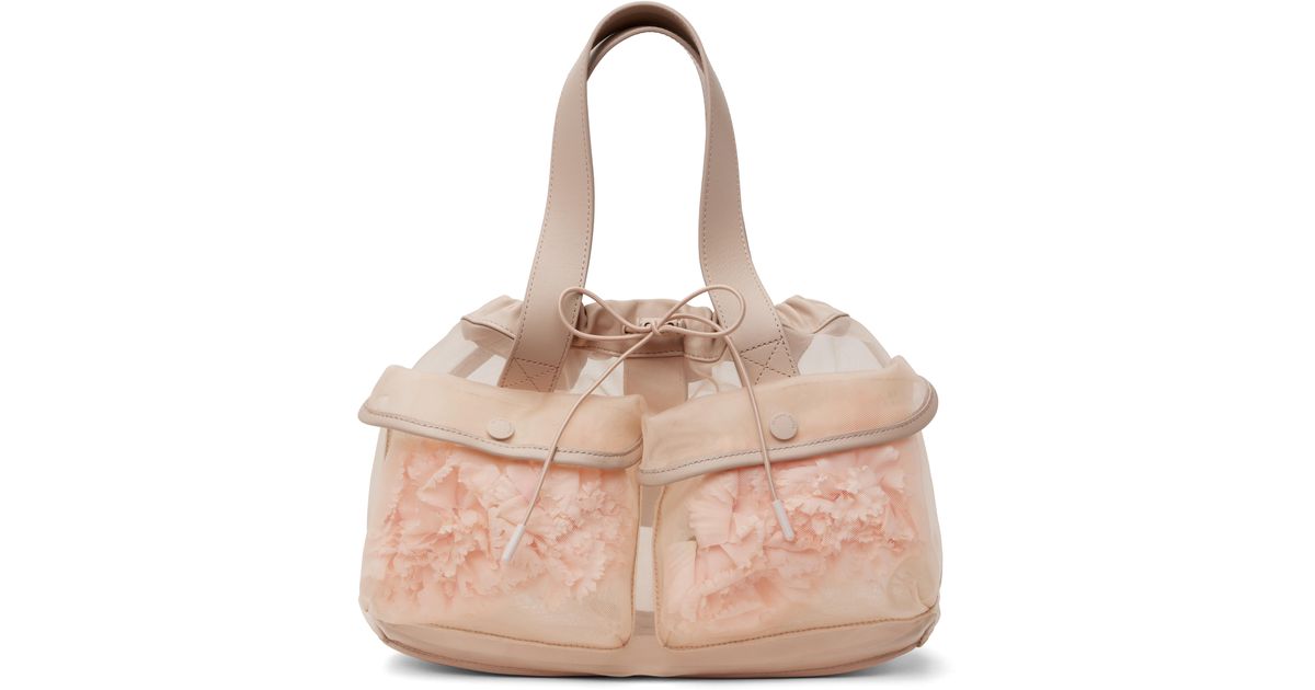 【関税込み】Simone Rocha ベージュ Carnation Pocket バッグ Carnation Pocket leather-trimmed tote bag in neutrals