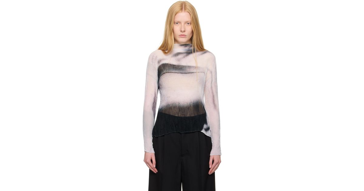 Issey Miyake Shadow Study Pleats Chiffon Twist Turtleneck in Black 