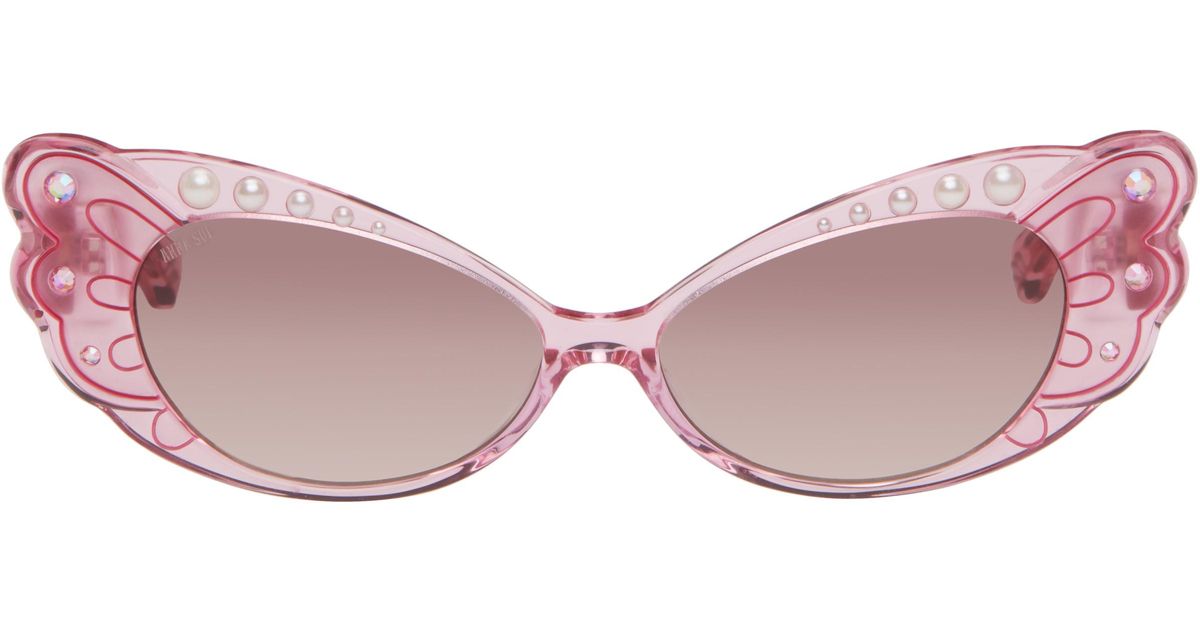 Anna Sui Pearl Wing Sunglasses in Black | Lyst