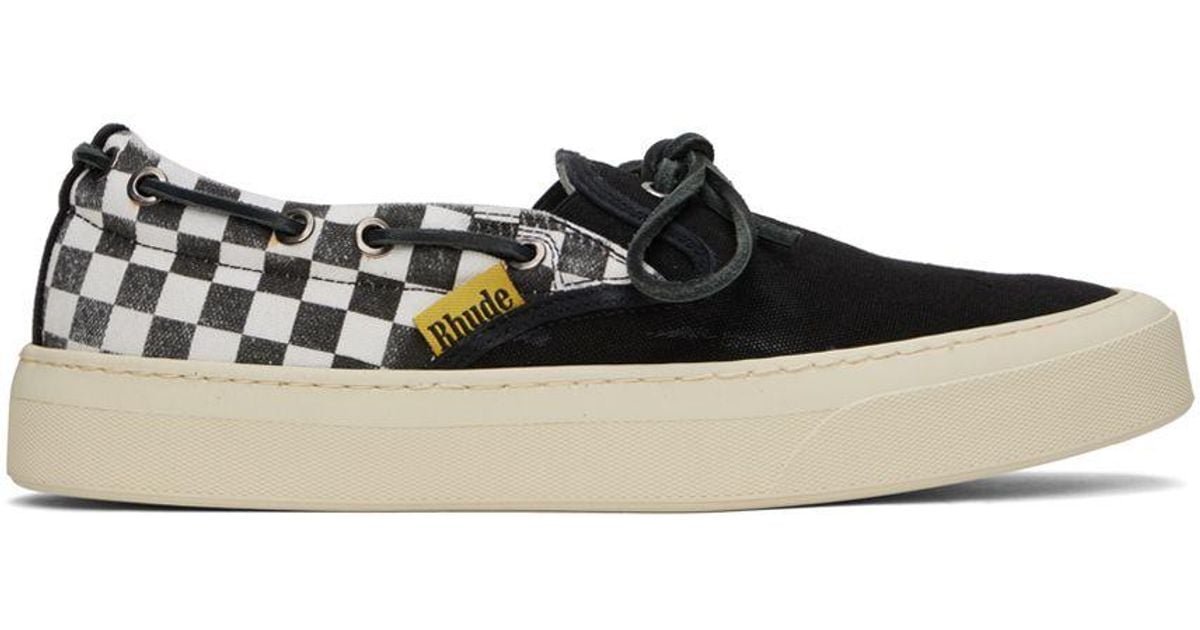 Black and clearance white checkered sneakers