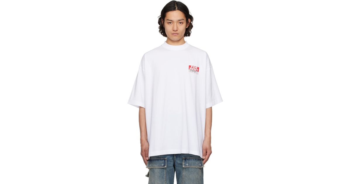 国内発送☆VETEMENTS☆FOR RENT OVERSIZED T-SHIRT/WHITE Vetements 'For Rent' Oversized T-Shirt in White for Men | Lyst