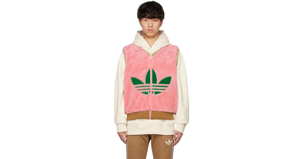 adidas Originals Pink Adicolor Heritage Now Logo Vest for Men 