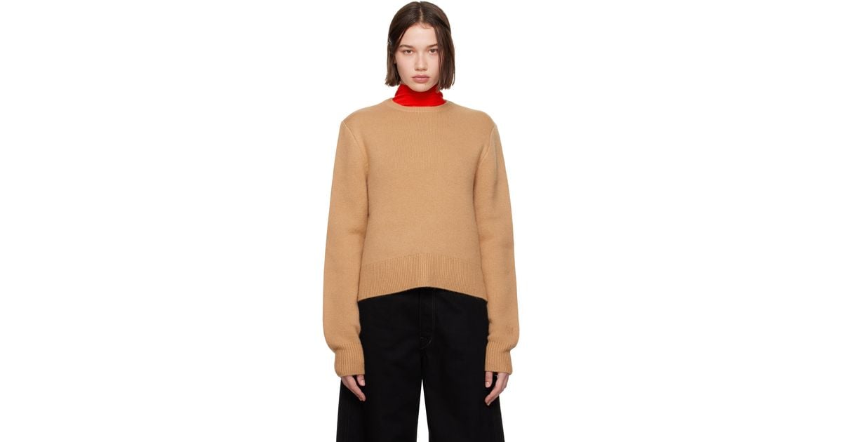 TOTEME Tan Cropped CrewNeck Knit Sweater in Black Lyst