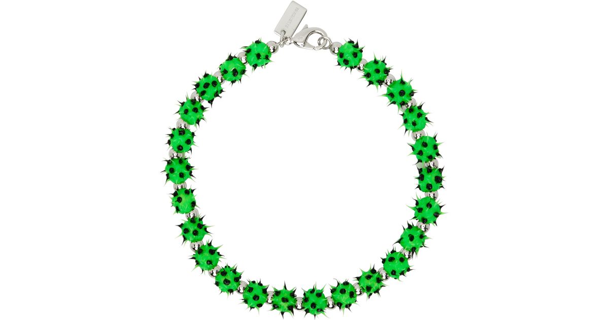 【BALENCIAGA】グリーン＆シルバー Malibu シリコン チョーカー メンズ Balenciaga グリーン＆シルバー Malibu シリコン