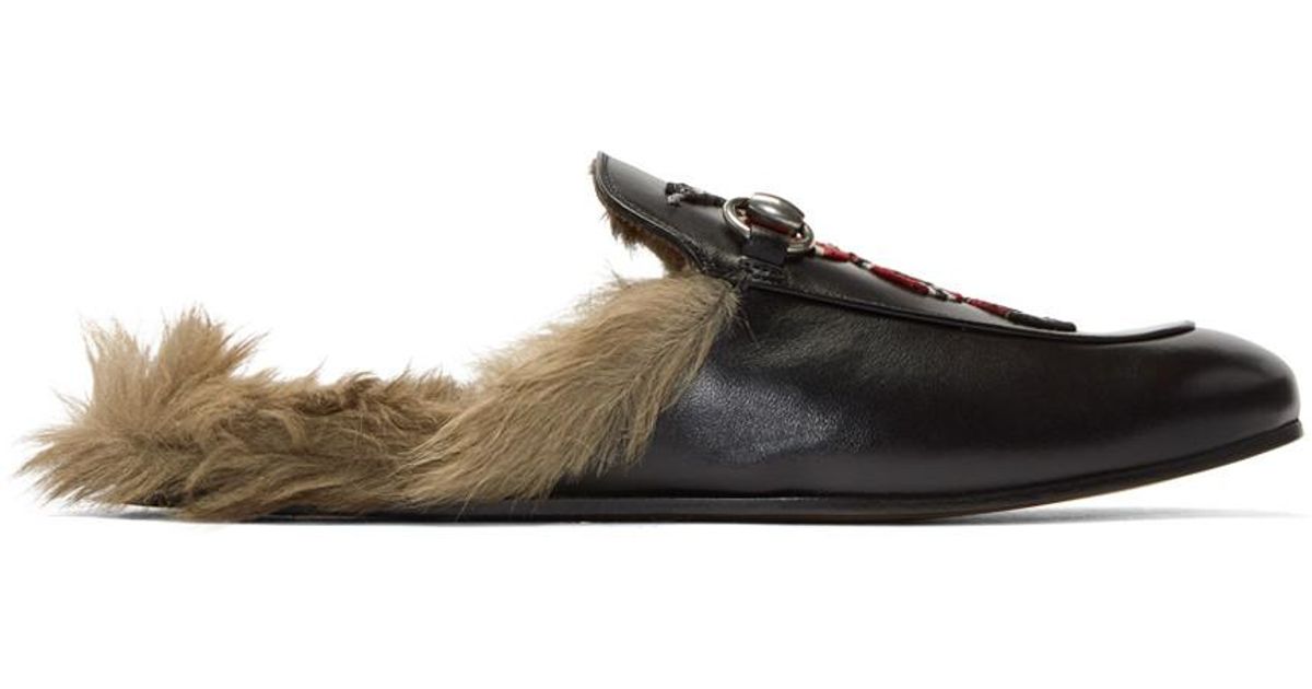 Gucci Snake Fur Princetown Slippers | Lyst