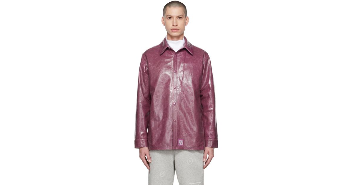 Martine Rose Purple Overshirt Leather Jacket for Men | Lyst