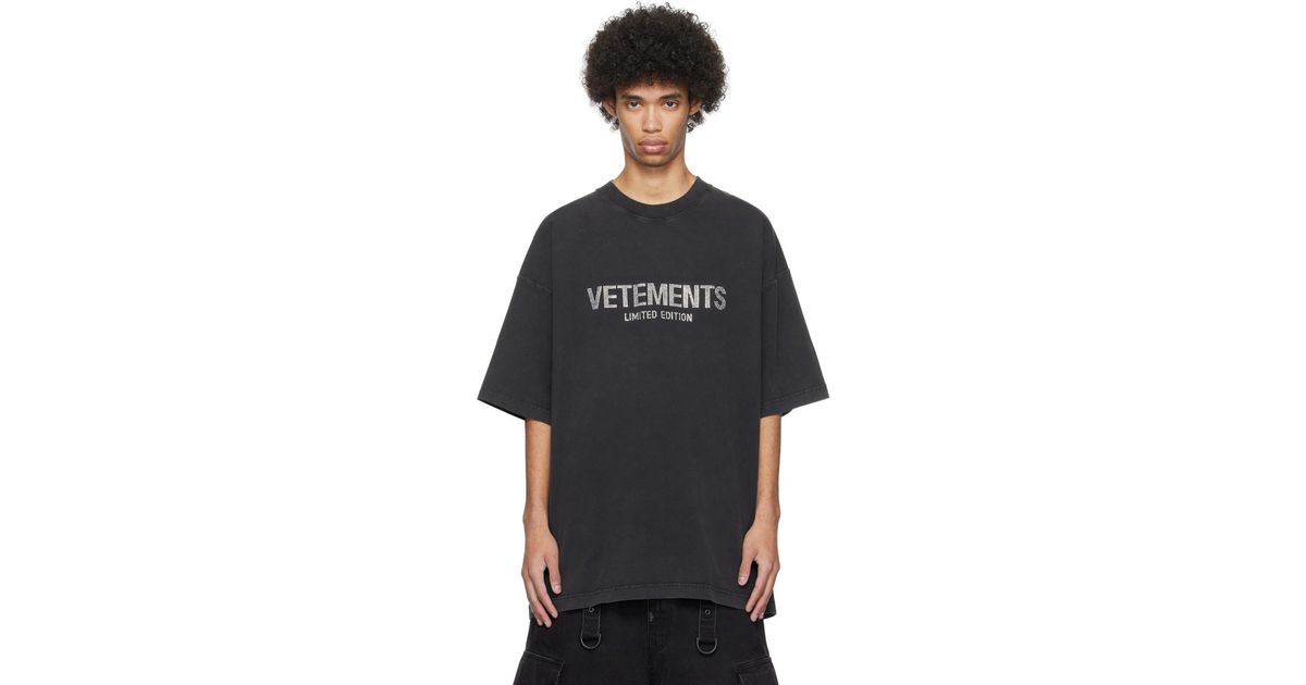 Vetements Black Crystal-cut T-shirt for Men | Lyst Canada