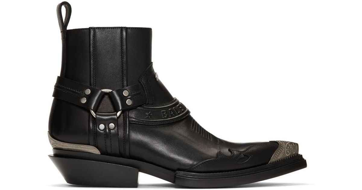 Balenciaga Santiag Western Leather Boots in Black for Men - Save 51% - Lyst