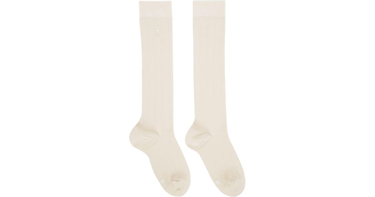 Ami Paris Offwhite Silk Socks Lyst