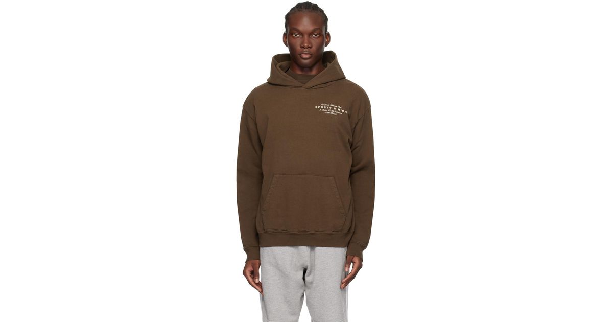Sporty & Rich Health Initiative Hoodie in Brown for Men | Lyst