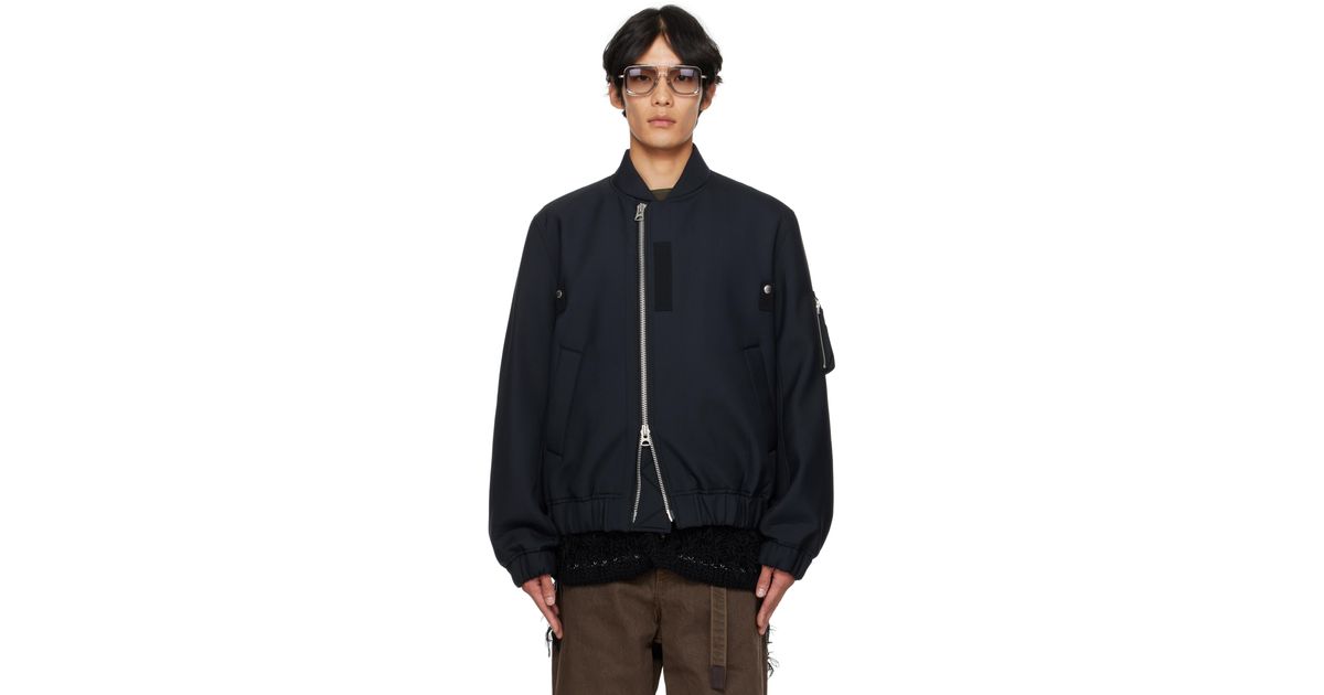 Sacai Suiting Blouson Bomber Jacket in Blue for Men | Lyst