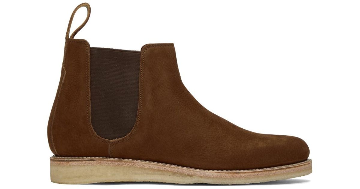 Grenson Leather Brown Nubuck Heath Chelsea Boots For Men Lyst