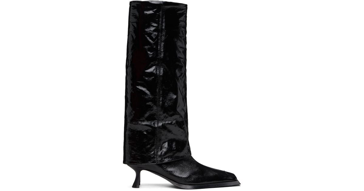 Miista Morgan Fold Over Tall Boots in Black | Lyst