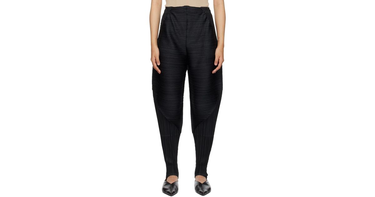 Pleats Please Issey Miyake Black Thicker Bounce Trousers | Lyst