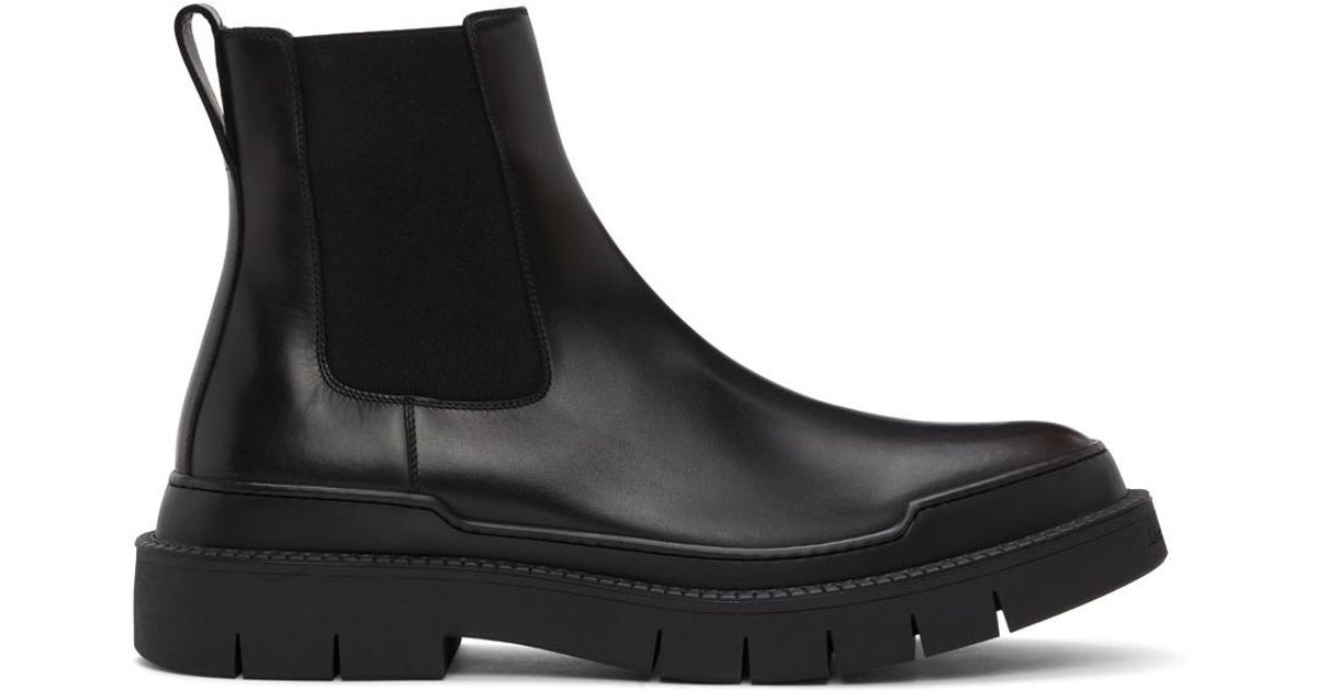 Ferragamo Black Leather Beatle Chelsea Boots for Men - Lyst