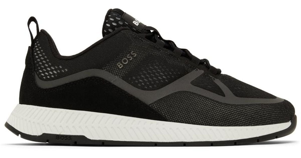 BOSS by HUGO BOSS Suede Titanium Running Eme Sneakers in Black for Men Lyst Canada