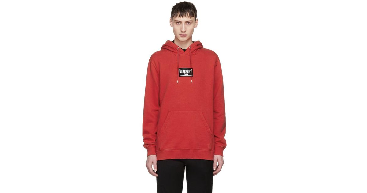 red givenchy hoodie distressed