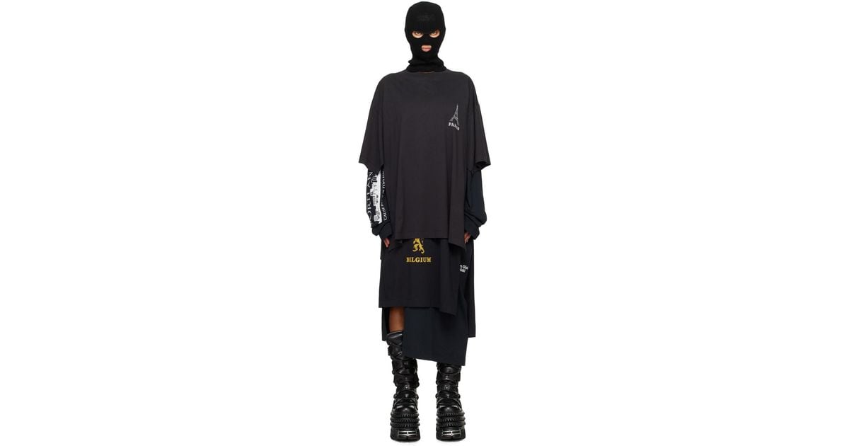 Vetements Layered Tourist T-Shirts Midi Dress in Black | Lyst