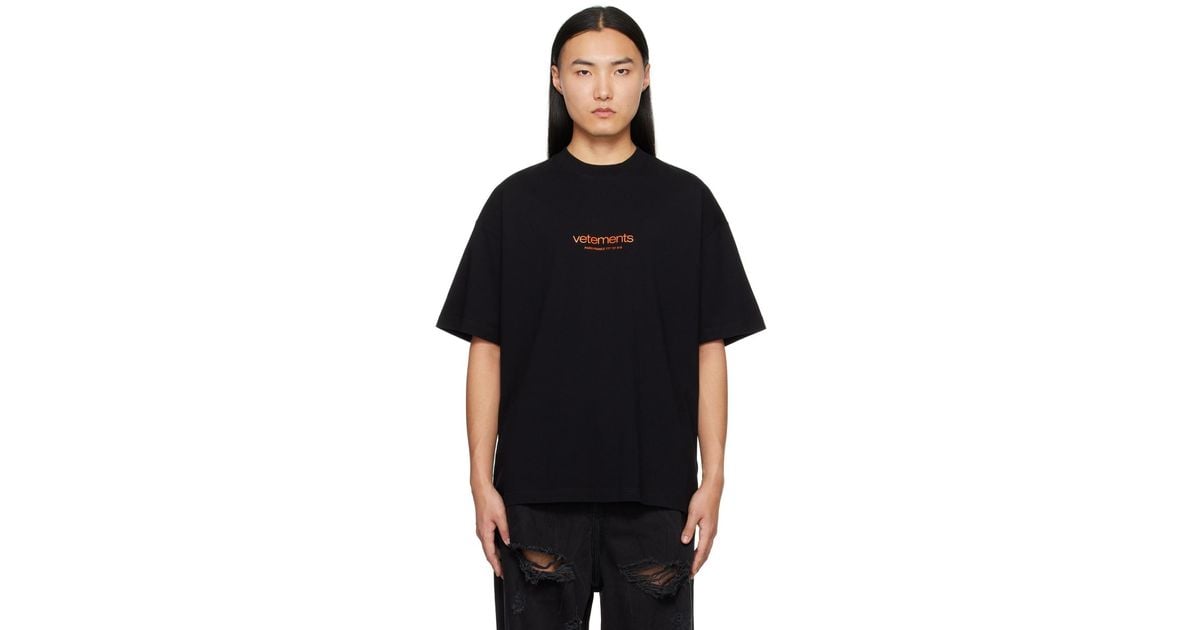 【VETEMENTS】「VTM」Tシャツ vetements-BLACK-Bonded-T-shirt