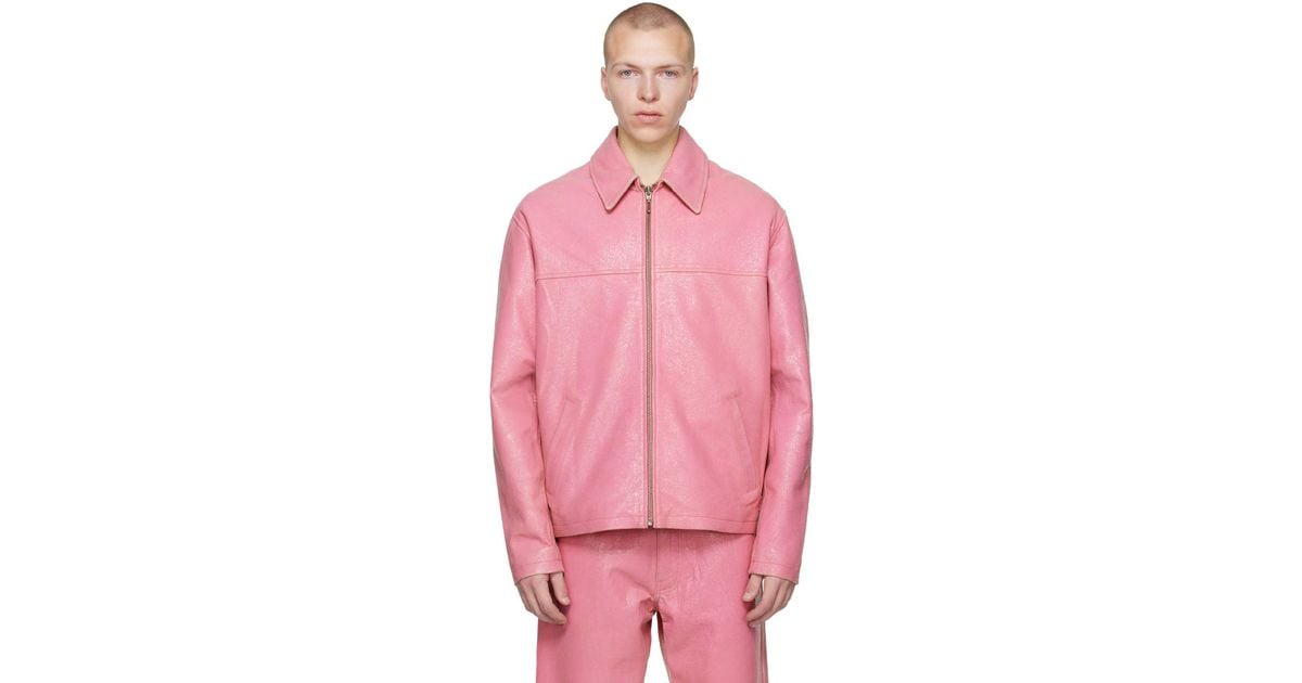 Guess Cracked Leather Jacket in Pink for Men | Lyst Canada