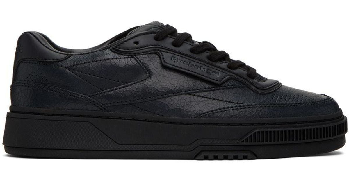 reebok club c leather trainers in black ar0454