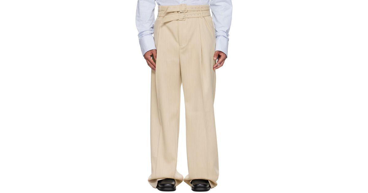 Egonlab Pleated Trousers in Natural for Men | Lyst