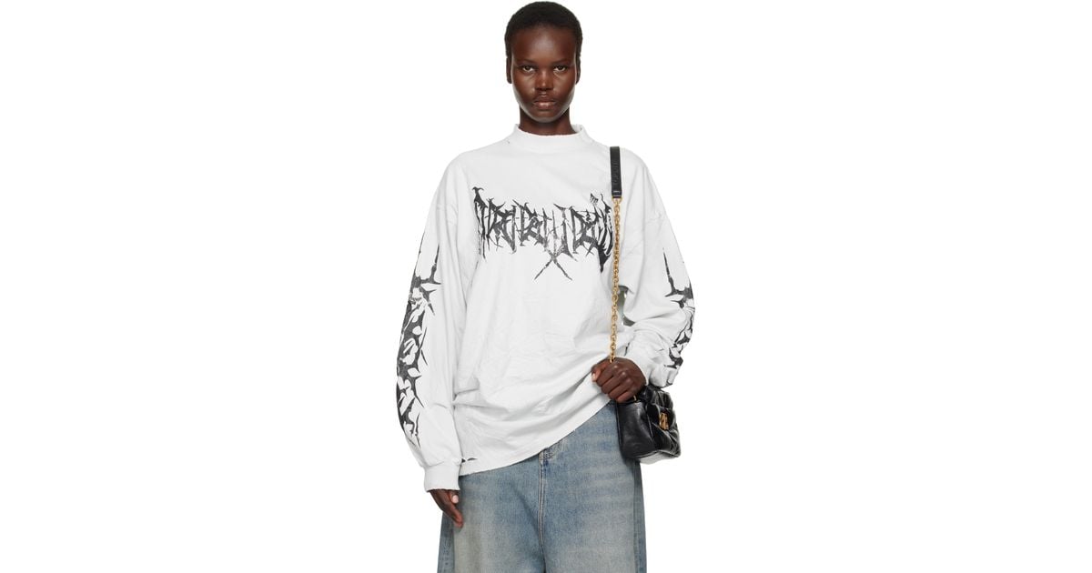 【BALENCIAGA】AI メタル長袖Tシャツ balenciaga-9081-DIRTY-WHITEBLA