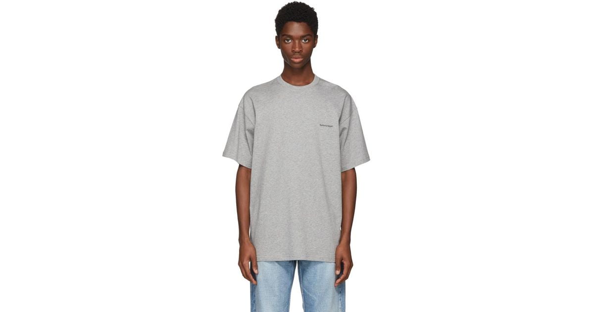 Balenciaga Grey Small Logo T-shirt in Gray for Men | Lyst