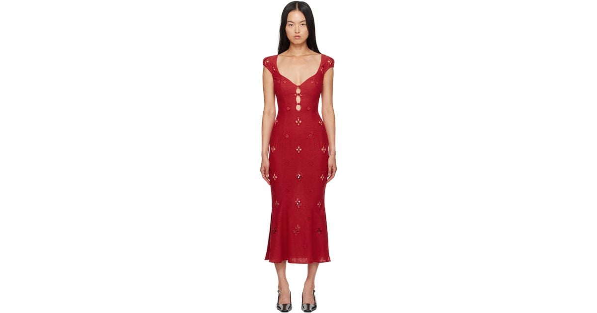 Mirror Palais Maria En Morango Midi Dress in Red | Lyst Mirror Palais Maria En Morango Midi Dress in Red | Lyst