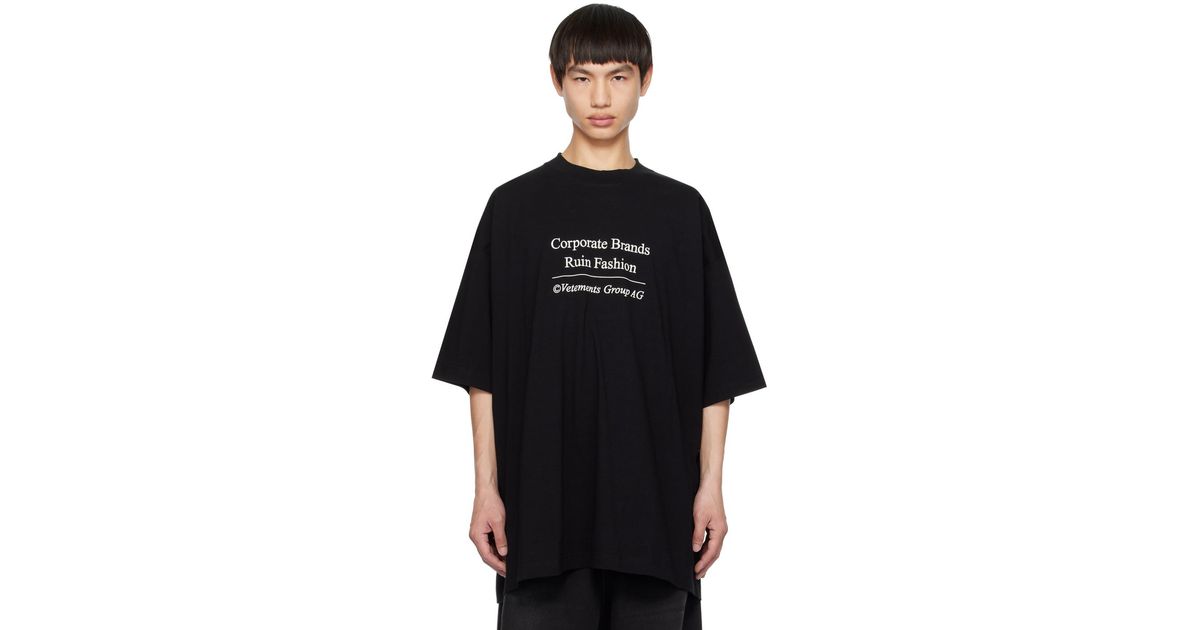 Black 'Corporate Brands Ruin Fashion' T-Shirt by VETEMENTS on Sale