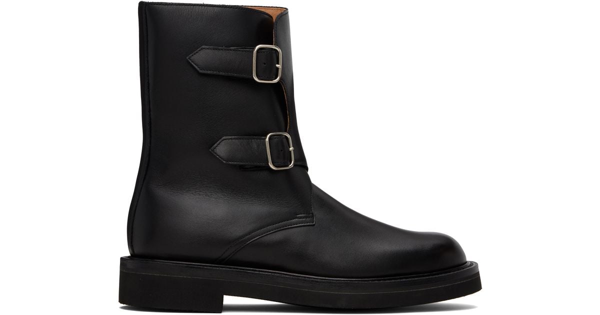 AURALEE Leather Work Boots in Black | Lyst