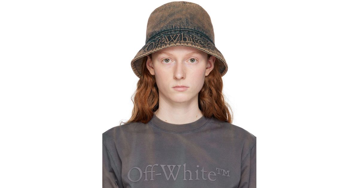 Off-White c/o Virgil Abloh Tan Bookish Denim Bucket Hat in Gray | Lyst
