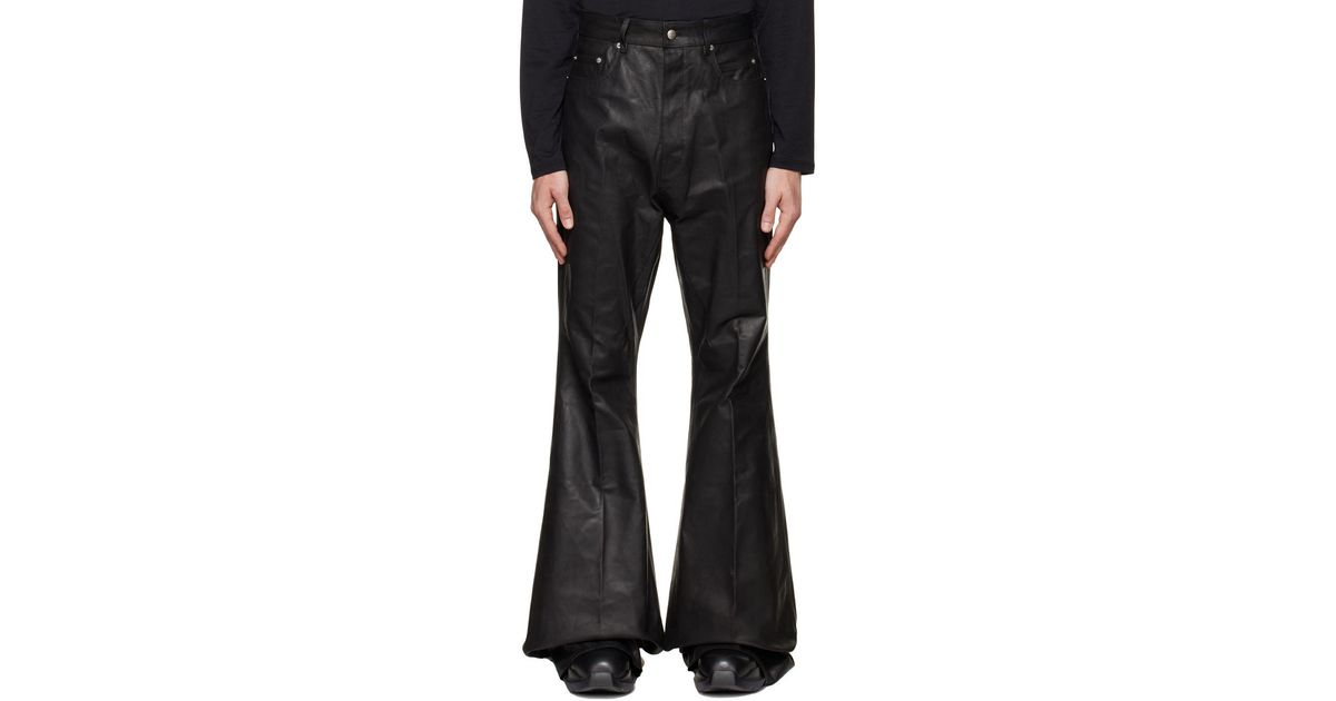 Rick Owens Black Bolan Leather Pants for Men | Lyst