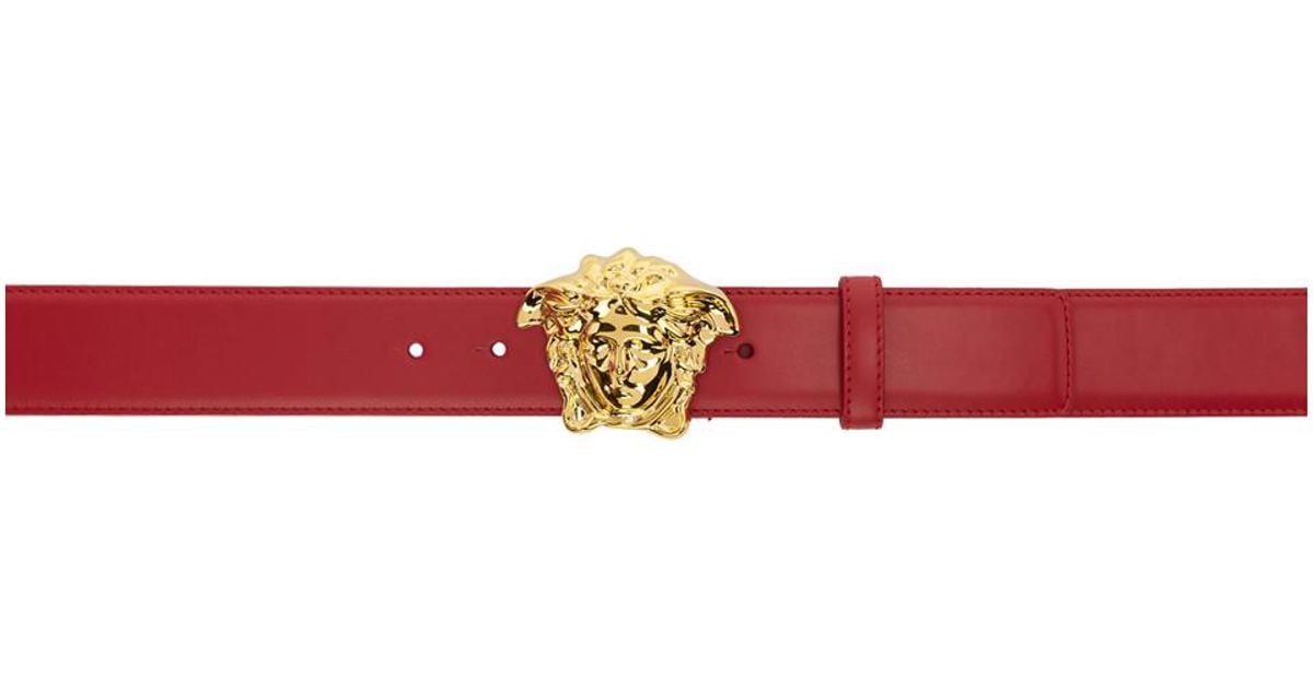 Versace Red And Gold Medusa Belt for Men