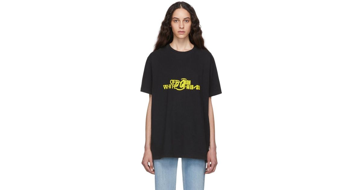 black and yellow off white shirt