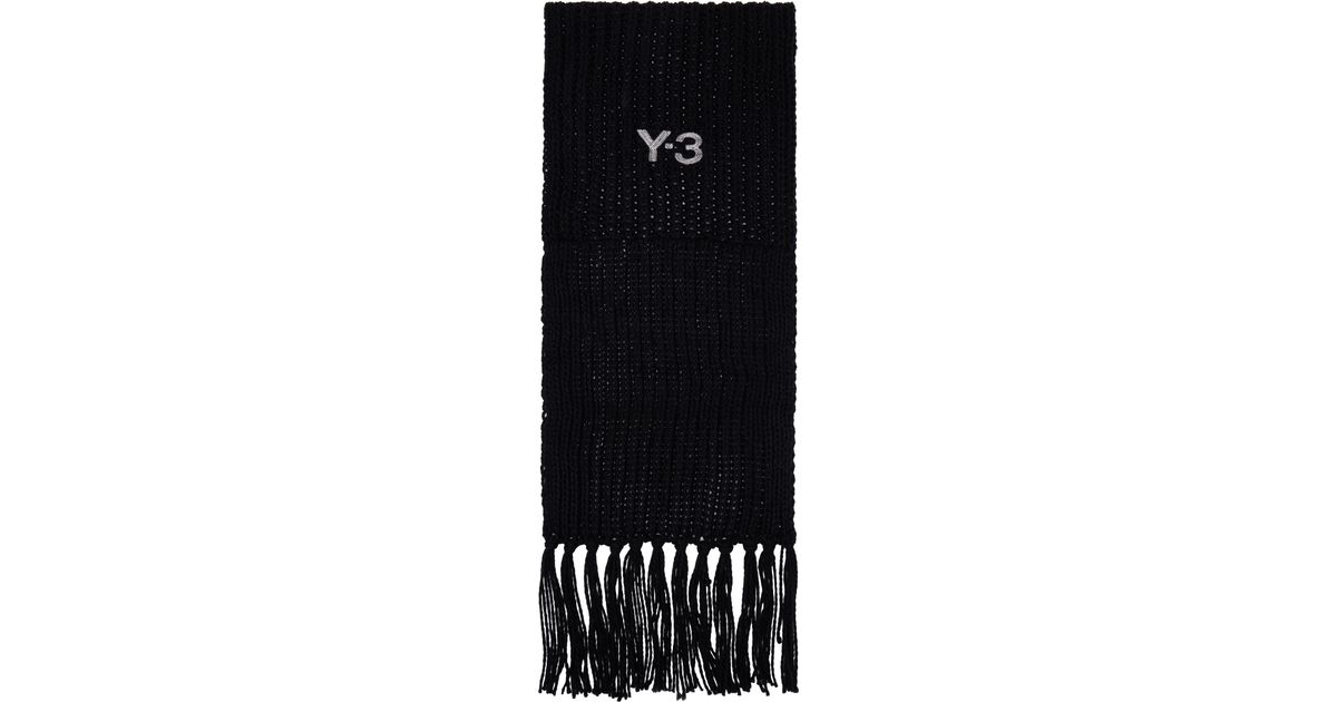 Y-3 Oversized Chunky Knit Scarf in Black for Men | Lyst