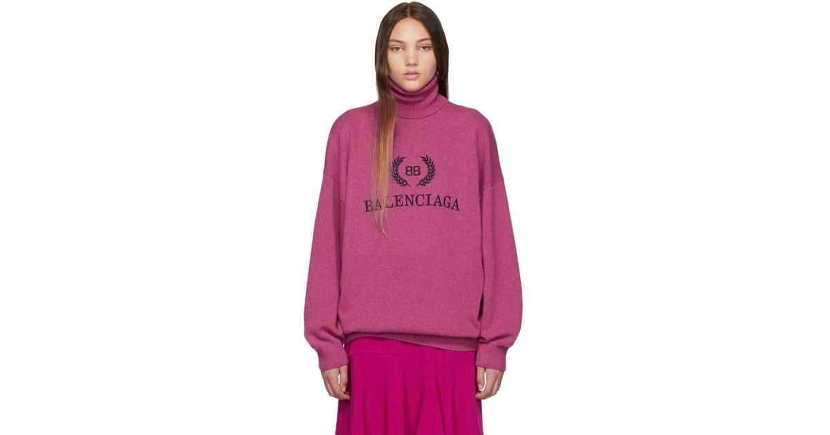 balenciaga pink turtleneck dress