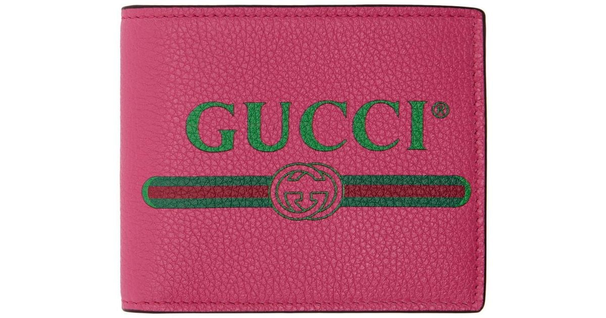 Gucci Pink Logo Bifold Wallet for Men | Lyst
