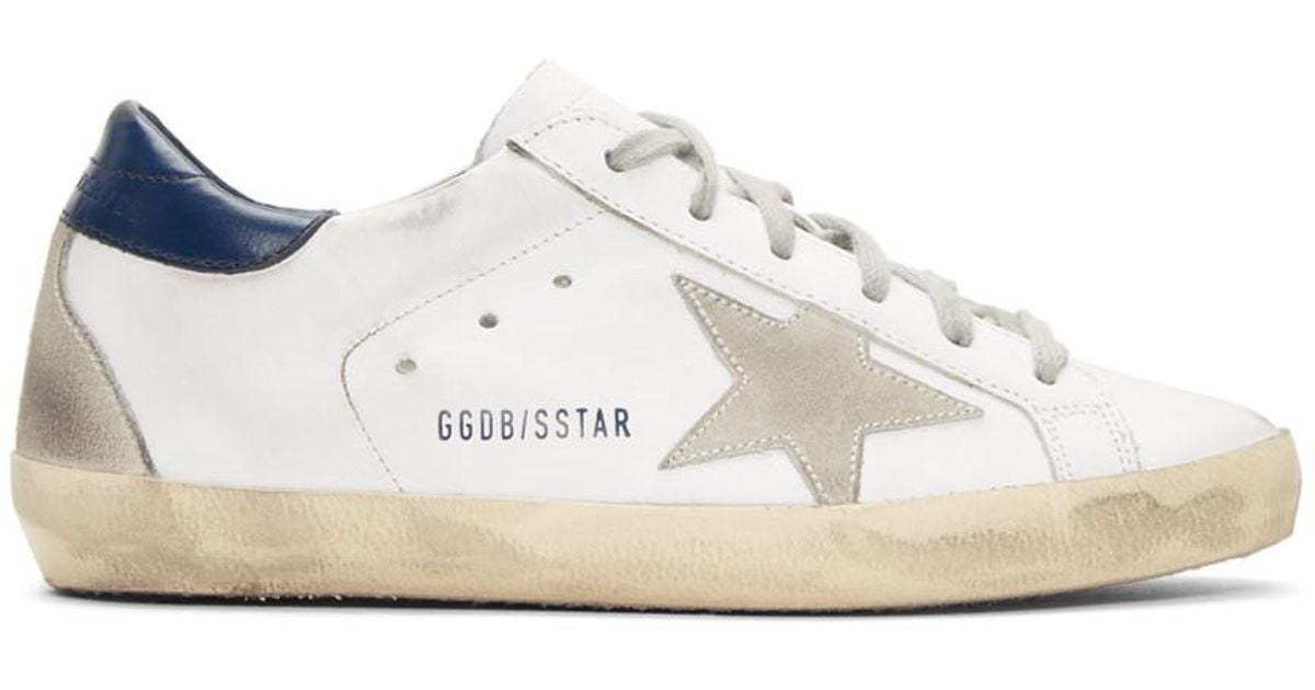 Golden Goose Deluxe Brand Leather White & Navy Superstar Sneakers for